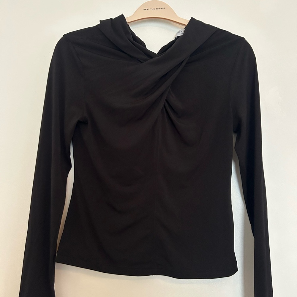 Derek Lam Black Draped Long Sleeve Top
